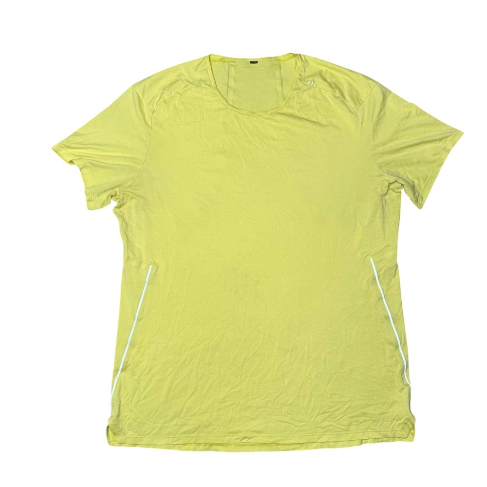 Lululemon Fast and Free Short Sleeve Shirt‎ Mens XL Yellow Reflective Excellent